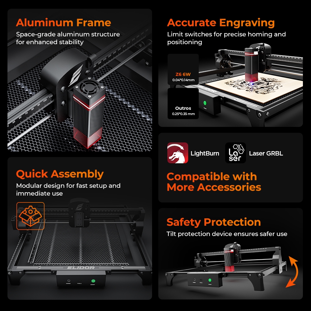 ELIDOR Z6 6W Laser Engraver an - Industrial Laser Cutter 评论和价格