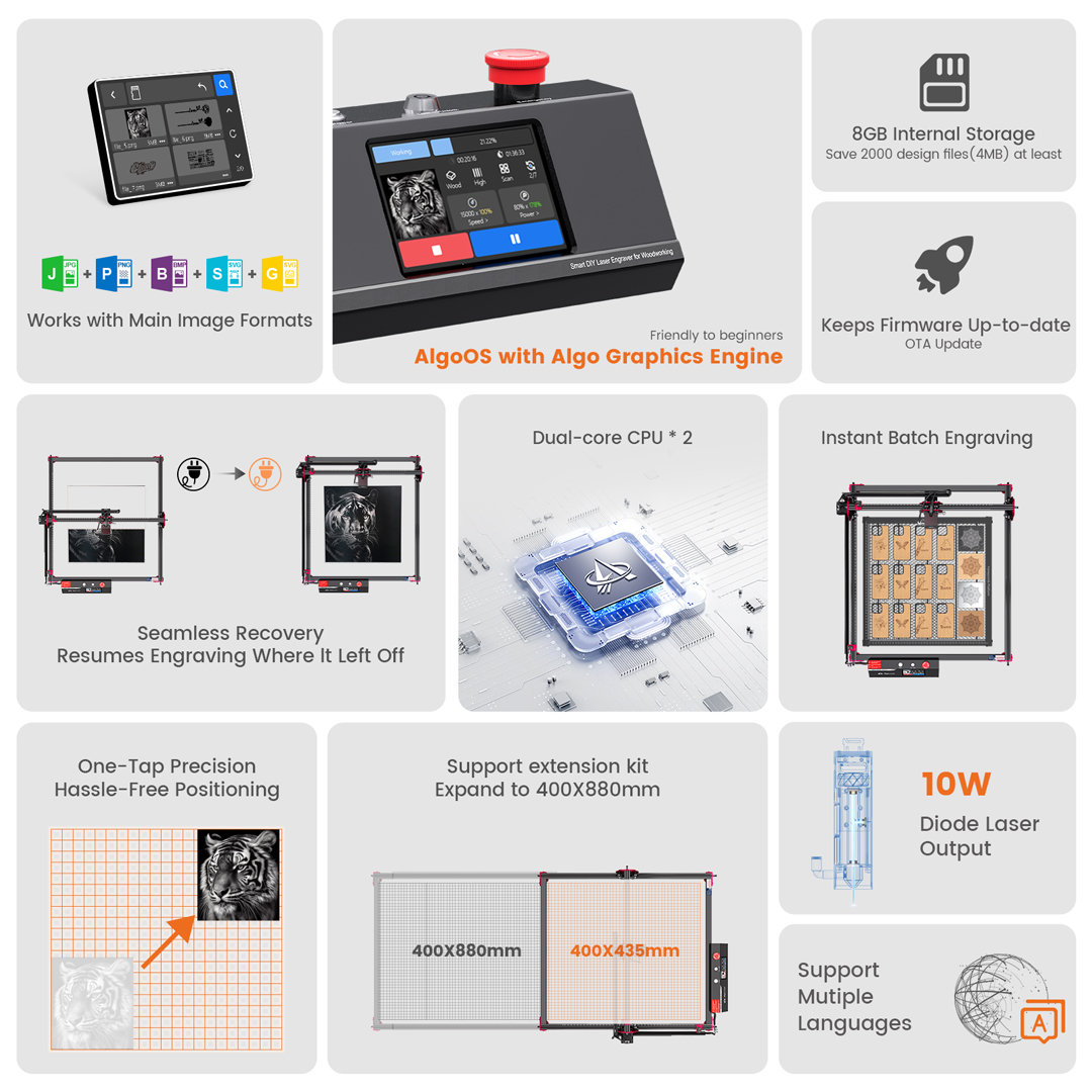 AlgoLaser DIY KIT MK2 10W Lase - Industrial Laser Cutter 评论和价格